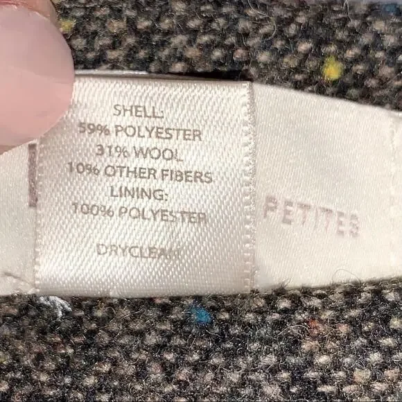 LOFT dark gray wool blend A-line skirt with flower appliqué size 0P 0 Petite - Picture 3 of 5